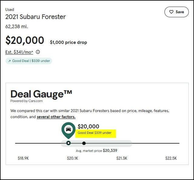 used 2021 Subaru Forester car, priced at $20,000