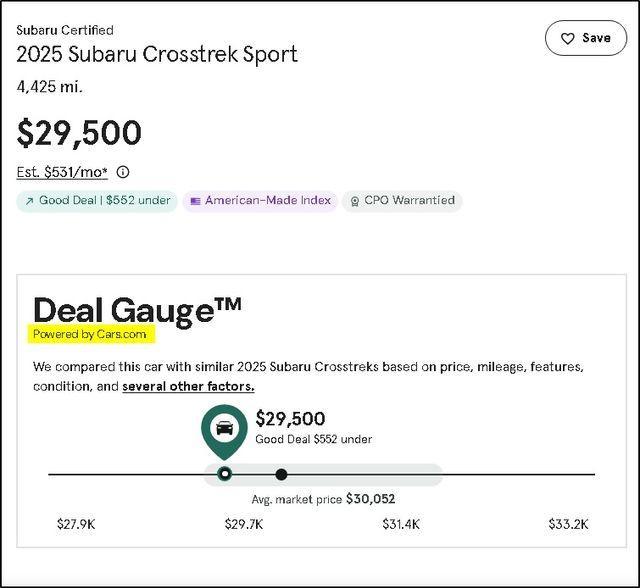 used 2025 Subaru Crosstrek car, priced at $28,500