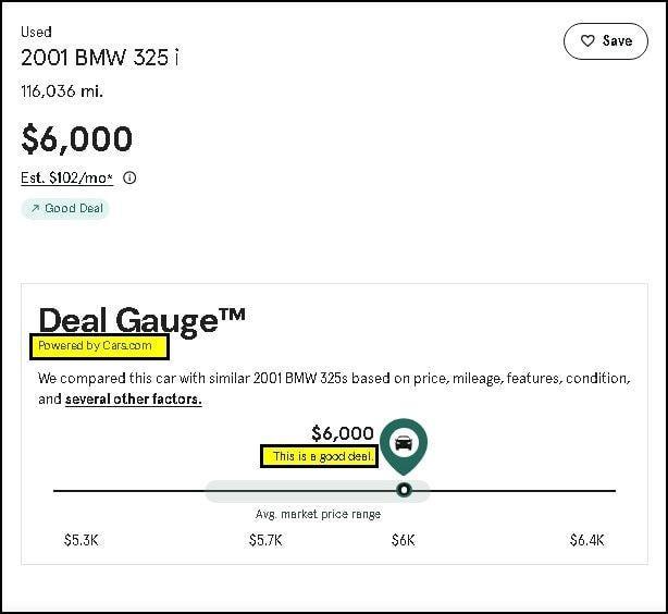 used 2001 BMW 325 car, priced at $6,000