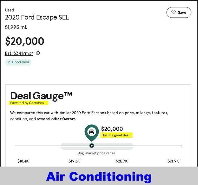 used 2020 Ford Escape car, priced at $20,000