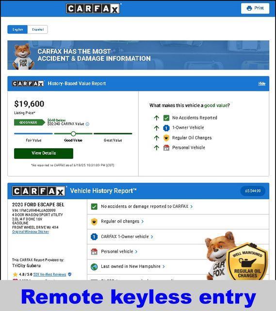 used 2020 Ford Escape car, priced at $18,200