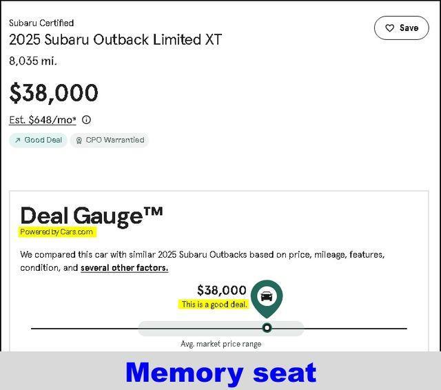 used 2025 Subaru Outback car, priced at $38,000