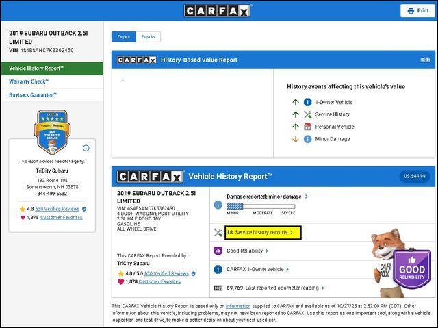 used 2019 Subaru Outback car, priced at $20,000