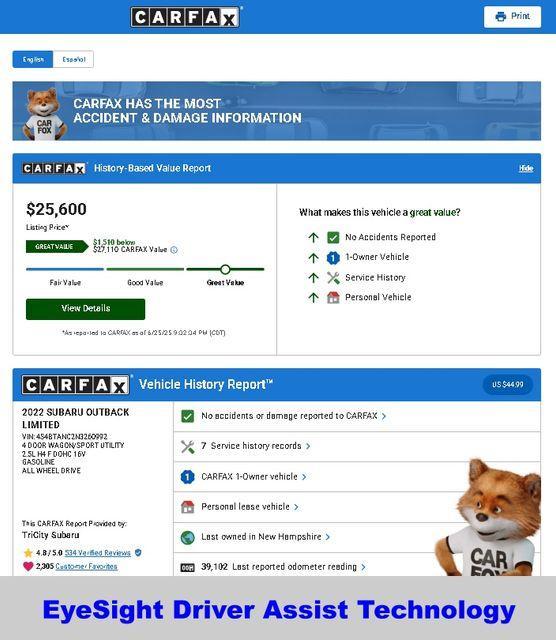 used 2022 Subaru Outback car, priced at $25,600