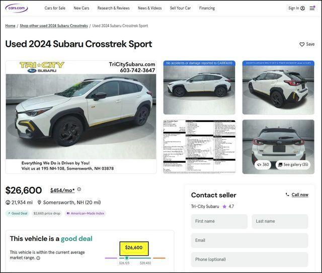 used 2024 Subaru Crosstrek car, priced at $26,600