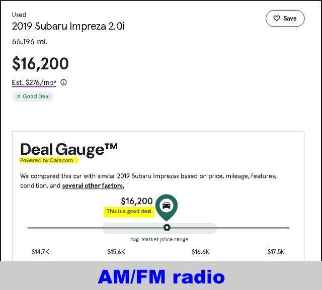 used 2019 Subaru Impreza car, priced at $16,200