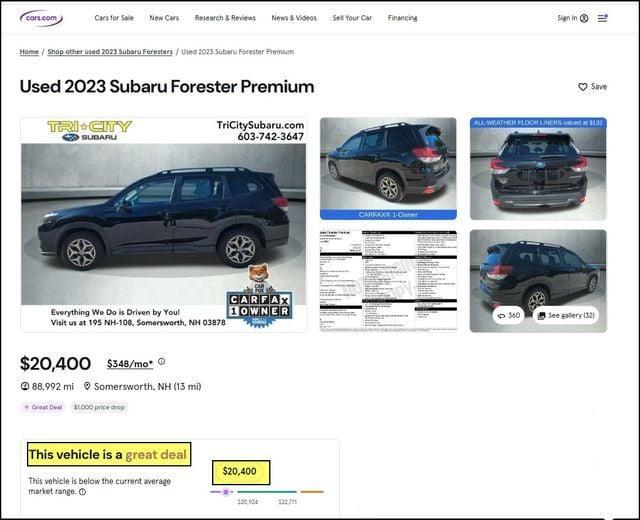used 2023 Subaru Forester car, priced at $20,400