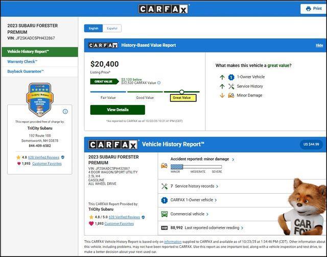 used 2023 Subaru Forester car, priced at $20,400