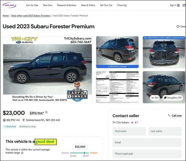 used 2023 Subaru Forester car, priced at $23,000