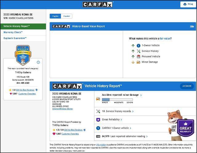 used 2020 Hyundai Kona car, priced at $14,000