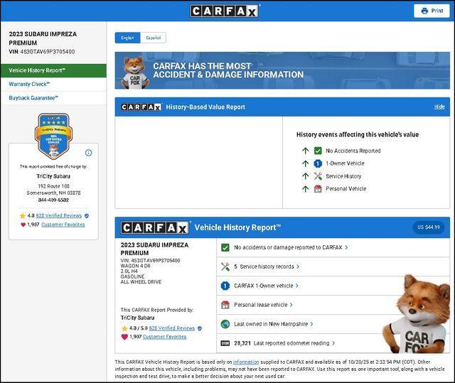 used 2023 Subaru Impreza car, priced at $23,300