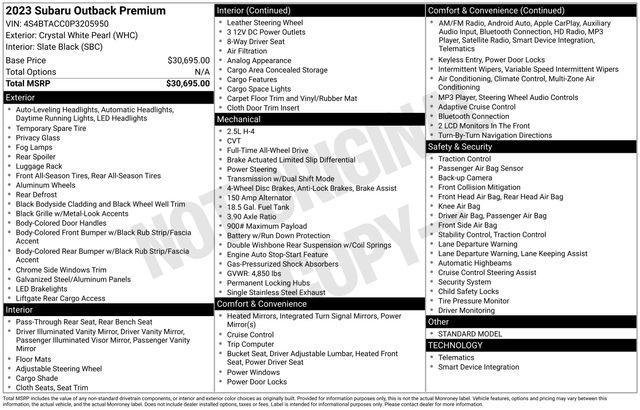 used 2023 Subaru Outback car, priced at $24,000