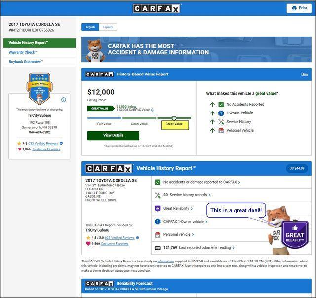 used 2017 Toyota Corolla car, priced at $11,200