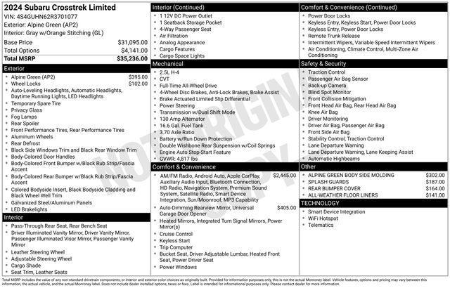 used 2024 Subaru Crosstrek car, priced at $28,000