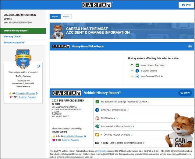 used 2024 Subaru Crosstrek car, priced at $27,400