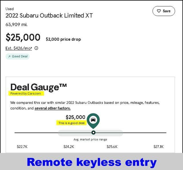 used 2022 Subaru Outback car, priced at $24,000