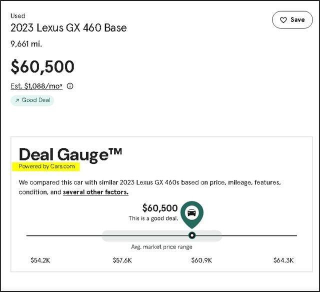 used 2023 Lexus GX 460 car, priced at $59,500