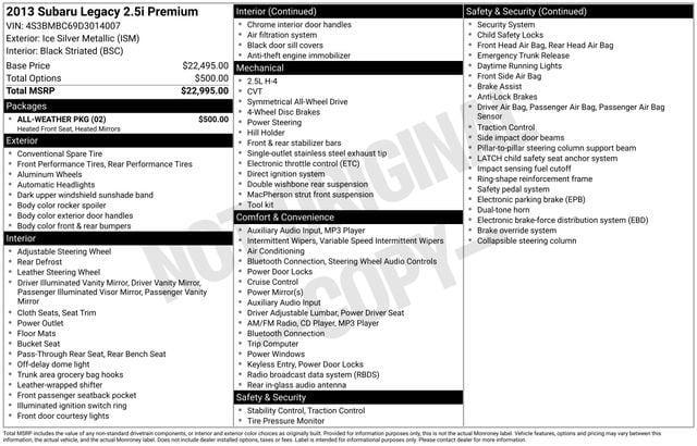 used 2013 Subaru Legacy car, priced at $7,800