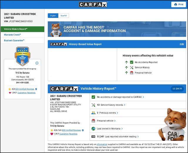 used 2021 Subaru Crosstrek car, priced at $22,000