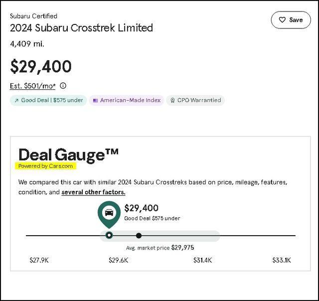 used 2024 Subaru Crosstrek car, priced at $28,400
