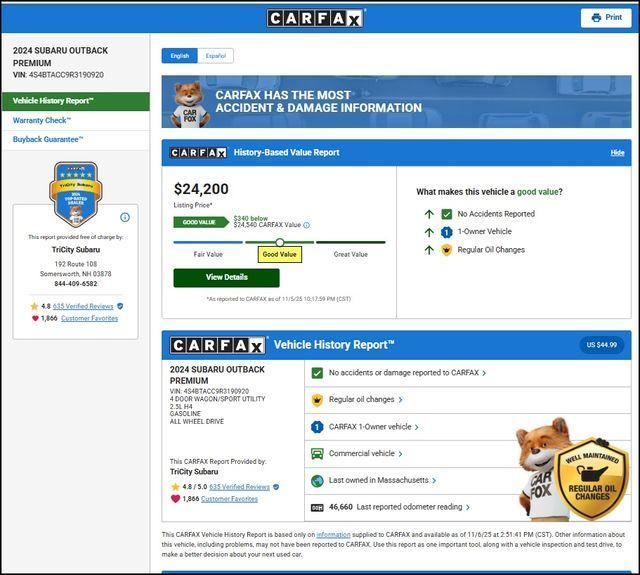 used 2024 Subaru Outback car, priced at $23,200