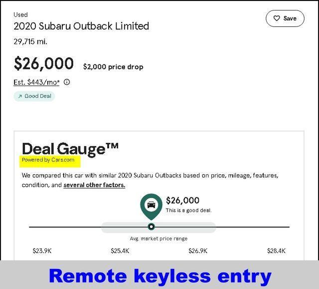 used 2020 Subaru Outback car, priced at $26,000