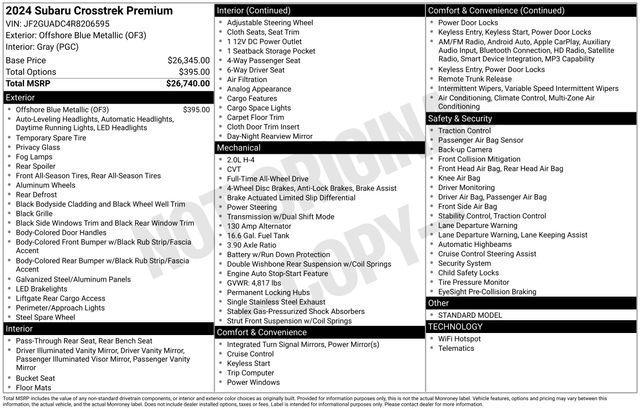 used 2024 Subaru Crosstrek car, priced at $27,170