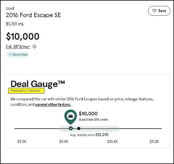 used 2016 Ford Escape car, priced at $10,000