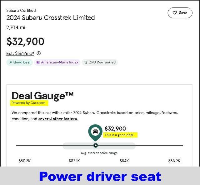 used 2024 Subaru Crosstrek car, priced at $32,900