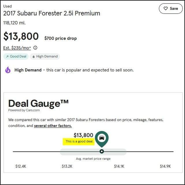 used 2017 Subaru Forester car, priced at $13,800