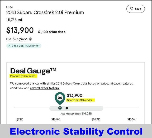 used 2018 Subaru Crosstrek car, priced at $13,900