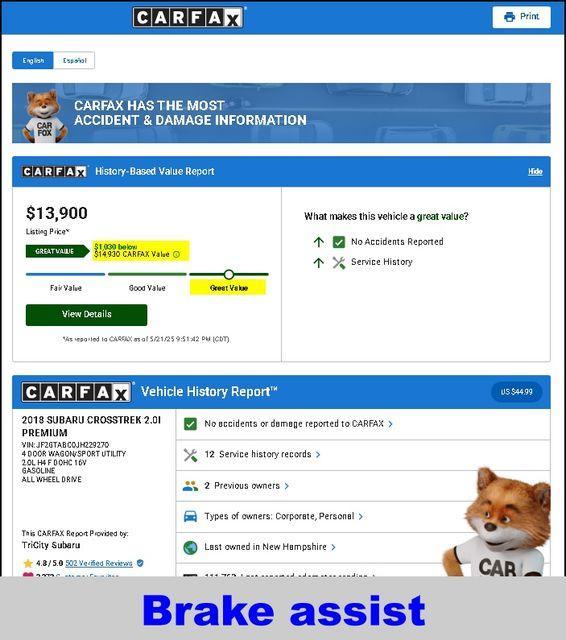used 2018 Subaru Crosstrek car, priced at $13,900