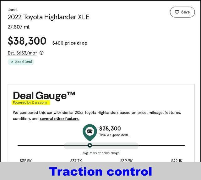 used 2022 Toyota Highlander car, priced at $38,300