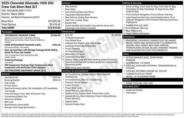 new 2025 Chevrolet Silverado 1500 car, priced at $74,275