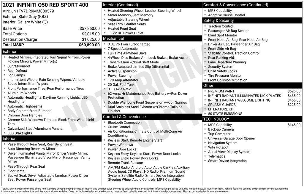 used 2021 INFINITI Q50 car, priced at $32,797