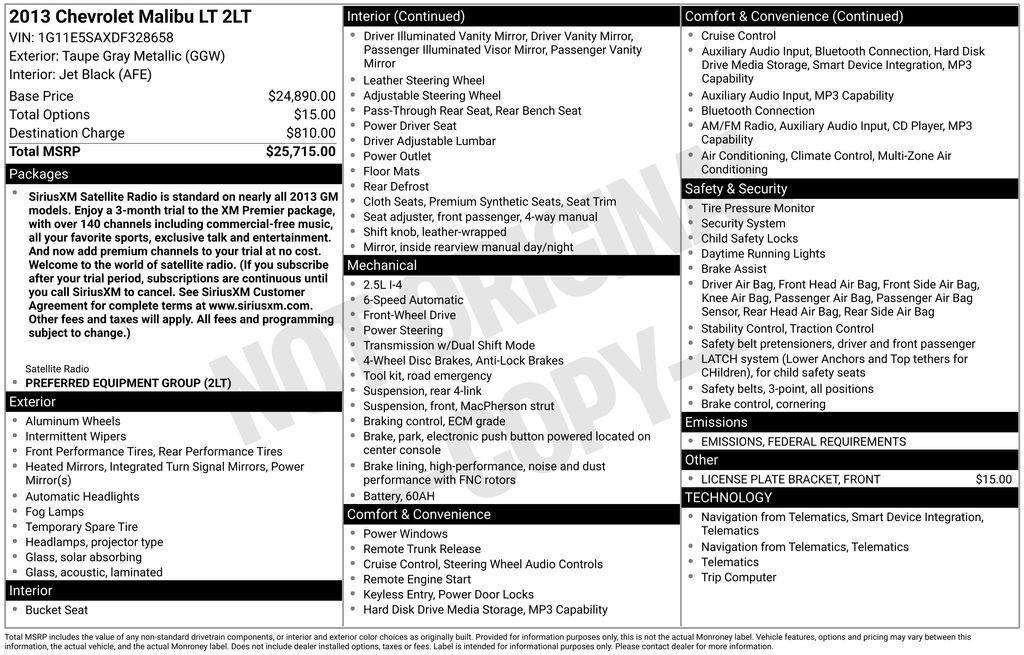 used 2013 Chevrolet Malibu car