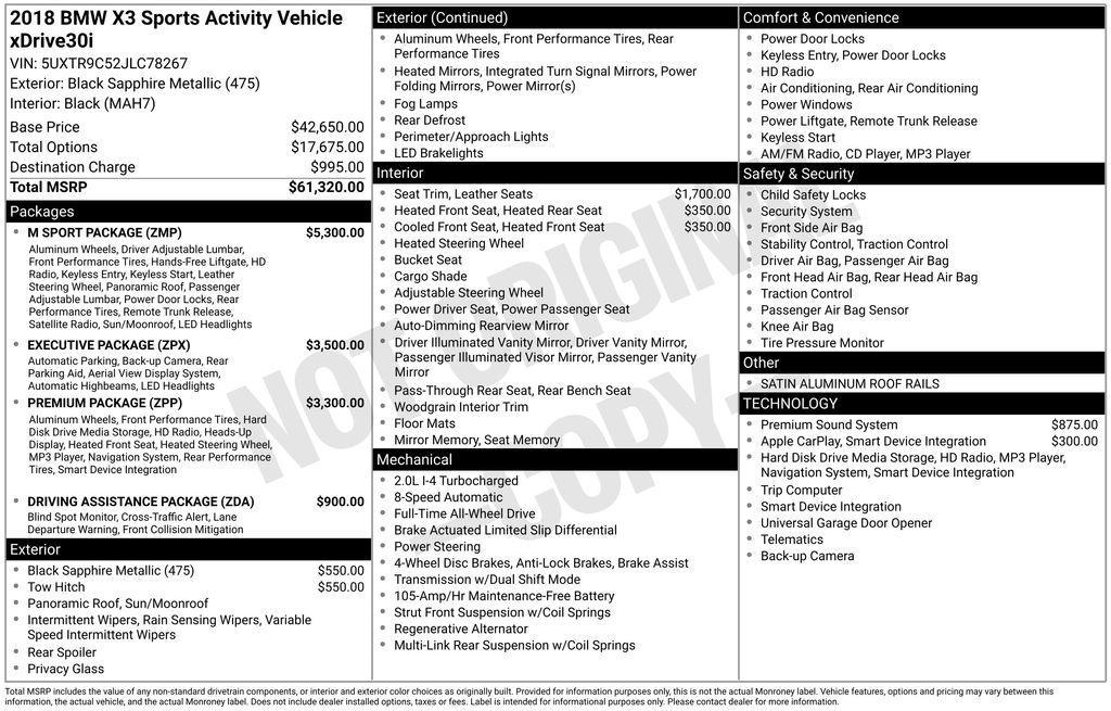 used 2018 BMW X3 car, priced at $12,338