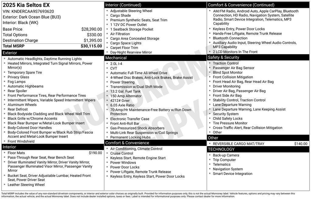 used 2025 Kia Seltos car, priced at $25,675