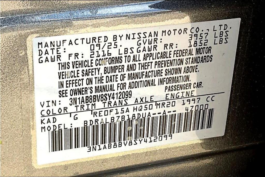 new 2025 Nissan Sentra car, priced at $20,325