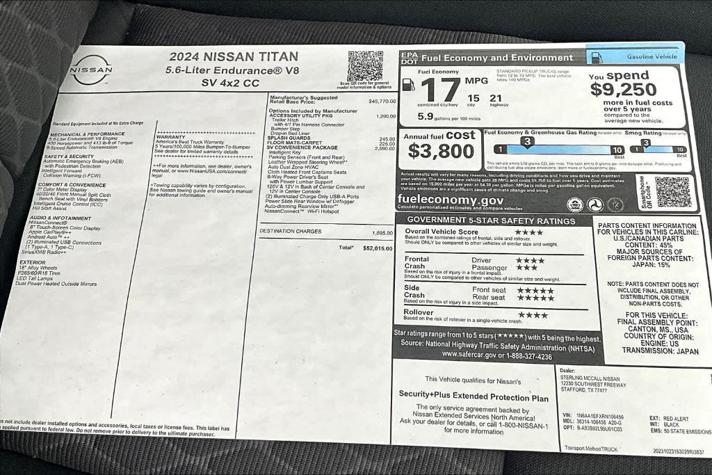 new 2024 Nissan Titan car, priced at $45,478
