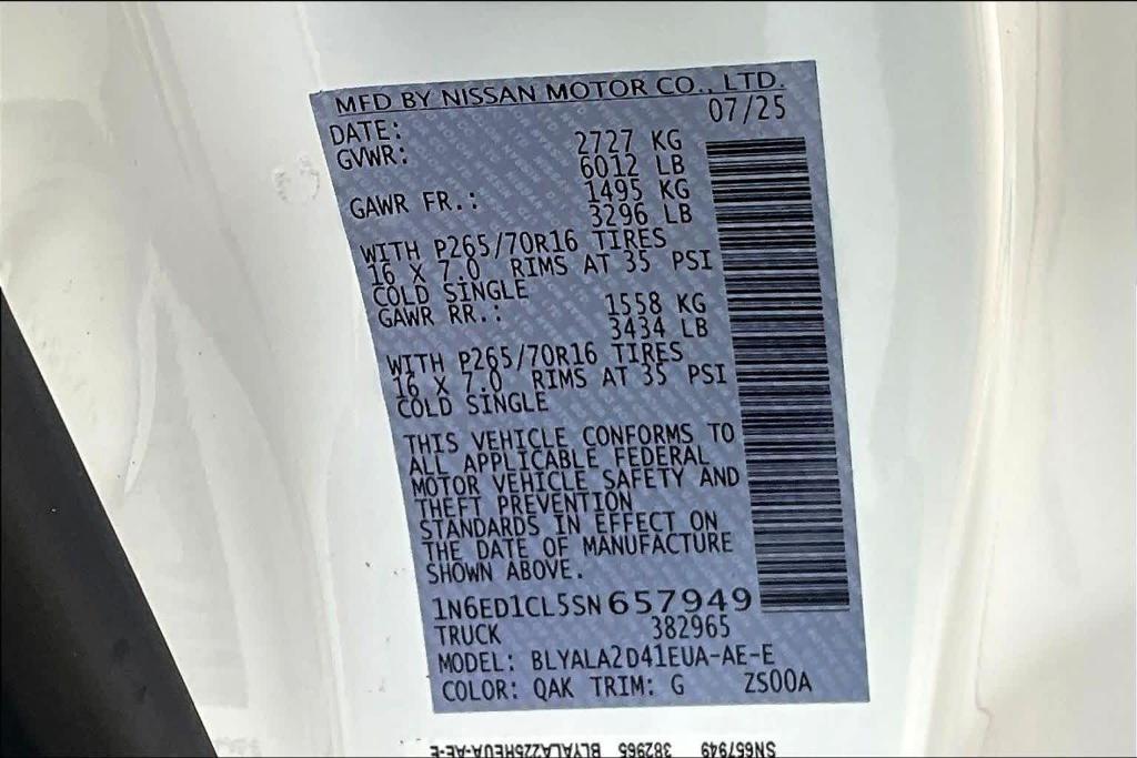 new 2025 Nissan Frontier car, priced at $30,040