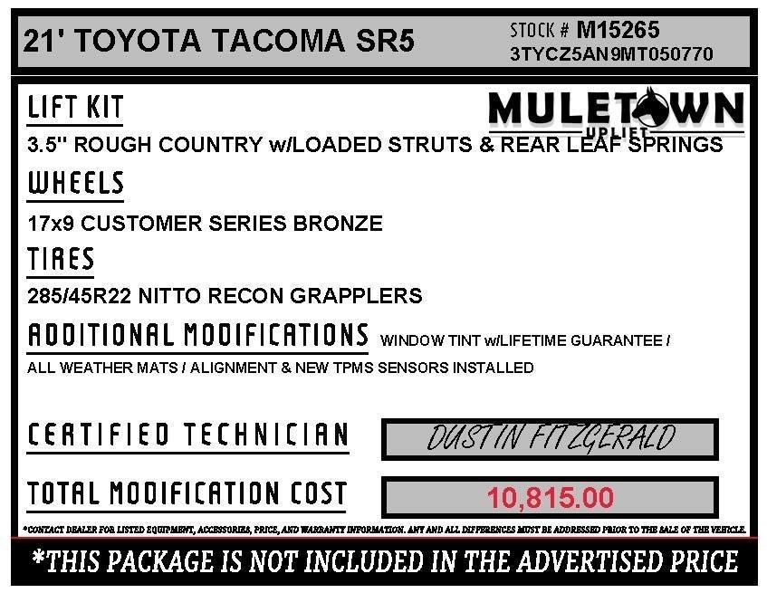 used 2021 Toyota Tacoma car, priced at $28,896