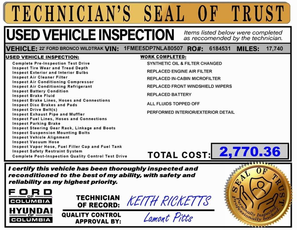 used 2022 Ford Bronco car, priced at $46,521