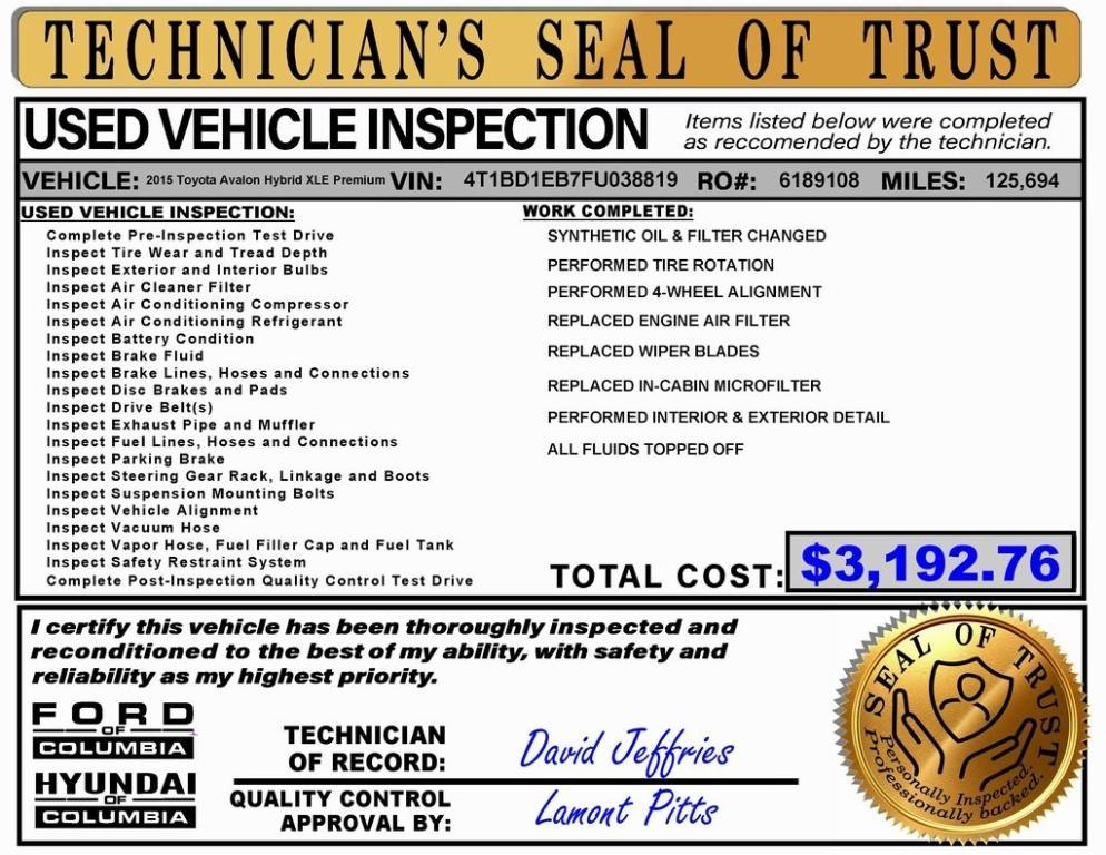 used 2015 Toyota Avalon Hybrid car, priced at $12,675