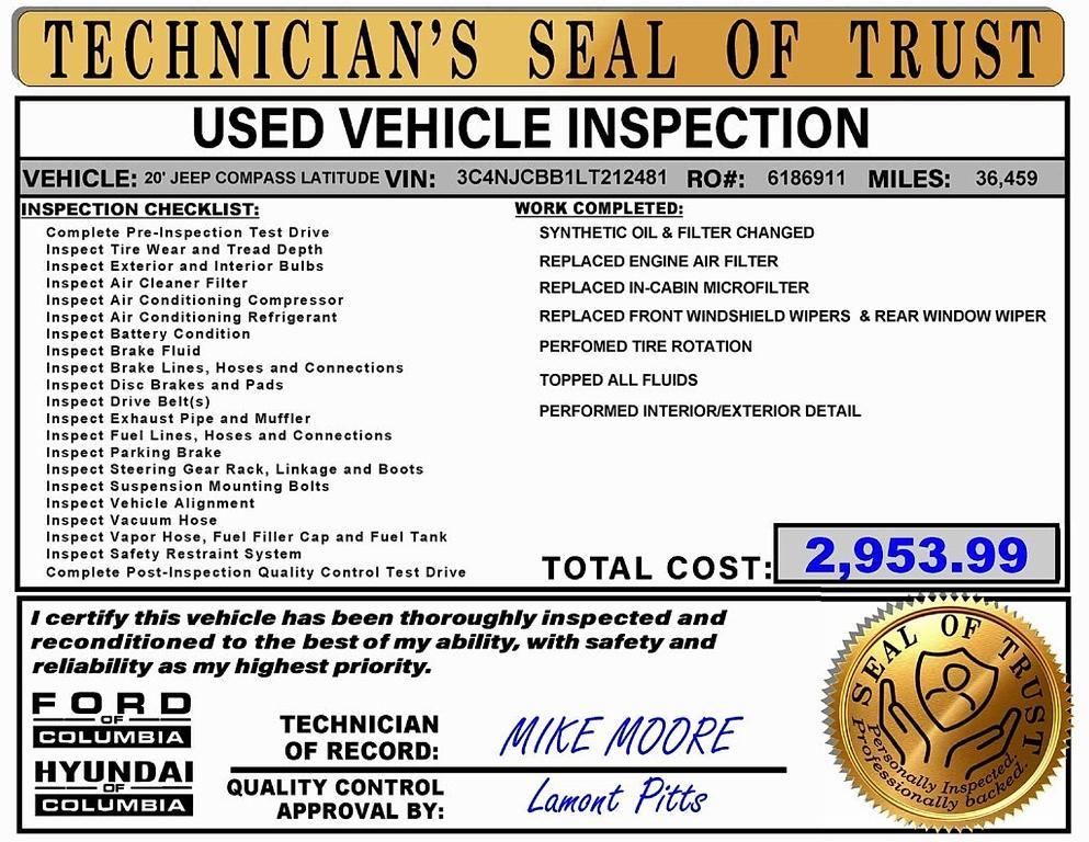 used 2020 Jeep Compass car, priced at $17,663