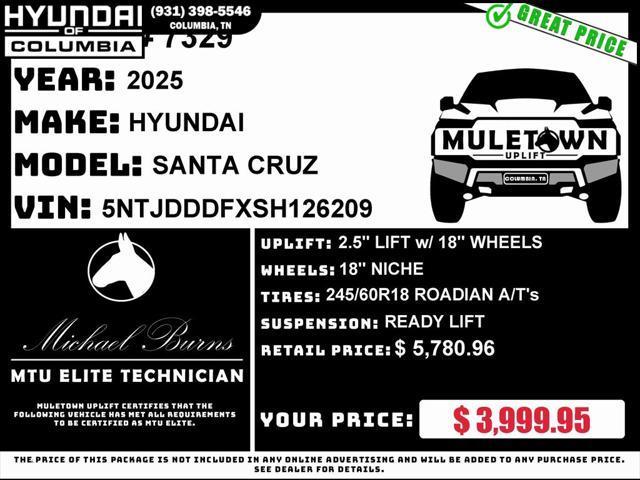 new 2025 Hyundai Santa Cruz car, priced at $40,876