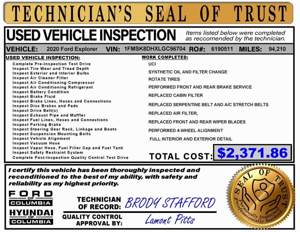 used 2020 Ford Explorer car, priced at $19,633