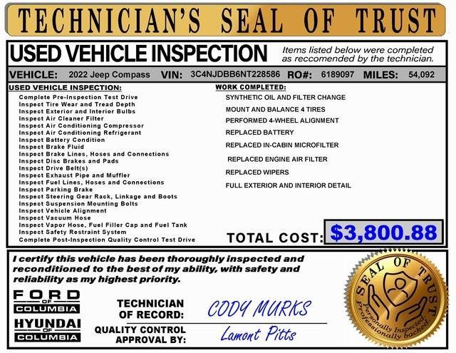 used 2022 Jeep Compass car, priced at $19,999