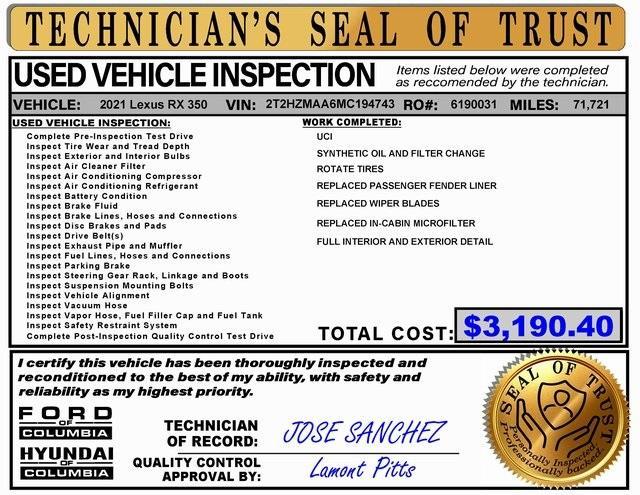 used 2021 Lexus RX 350 car, priced at $32,863