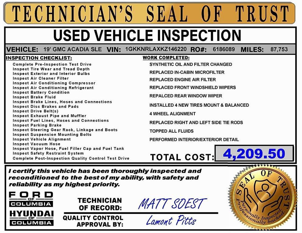 used 2019 GMC Acadia car, priced at $17,749